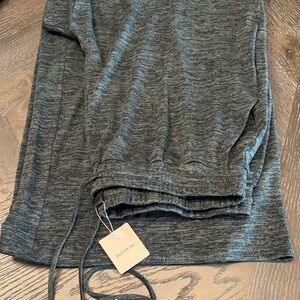 BloomChic Green Gray Drawstring Lounge Pants Wide Leg